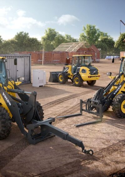 Hero image of the Volvo L20 and L25 Electric Compact Wheel Loaders
